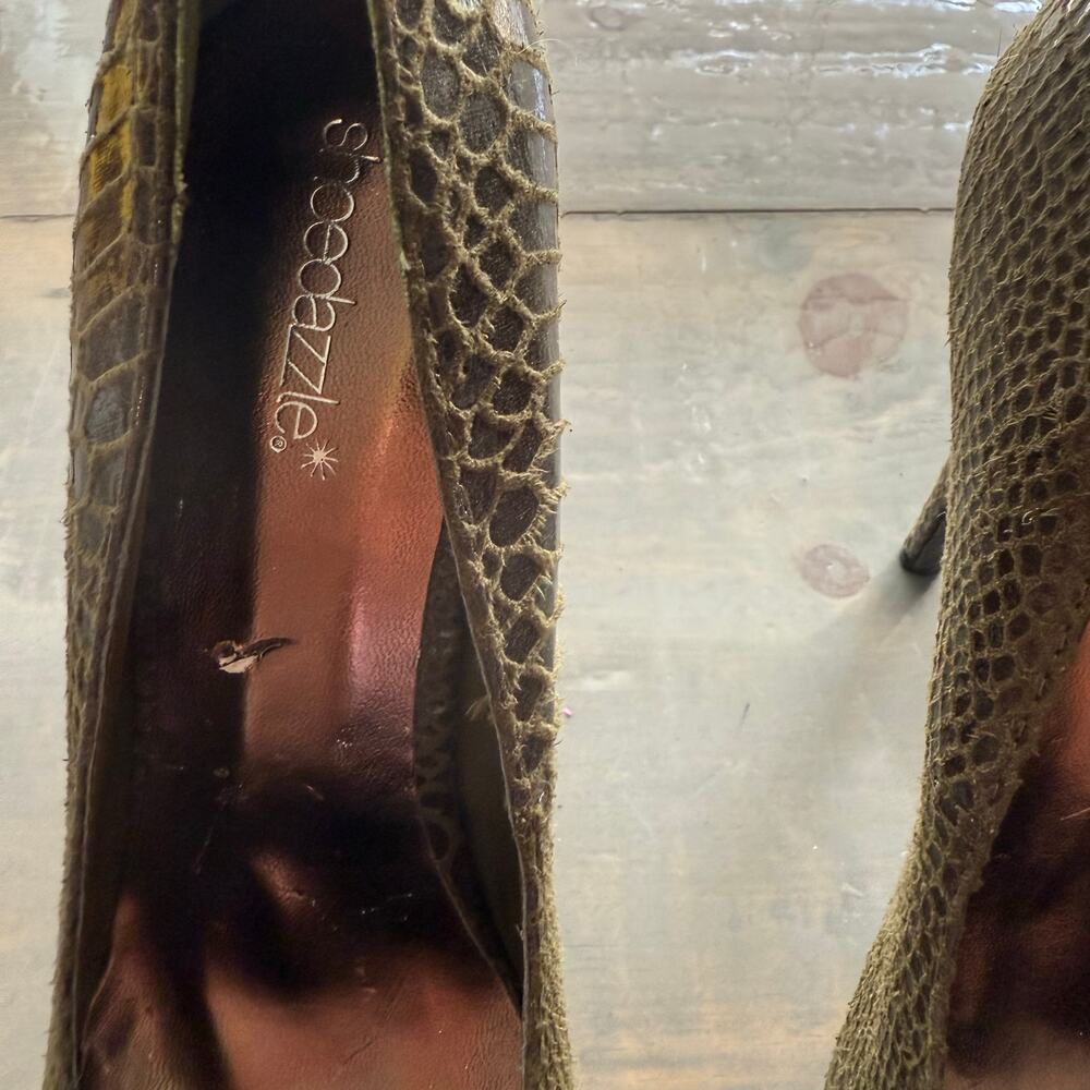 Shoedazzle Green Marisol Snakeskin Heels Sz 9 - Picture 4 of 12